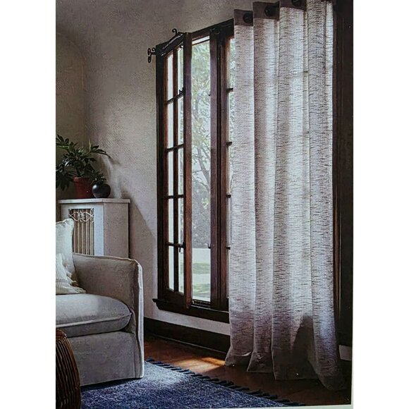 New Threshold Gray Woven Diamond Light Filtering Curtain One Panel 54 W x 84 L - Picture 7 of 7